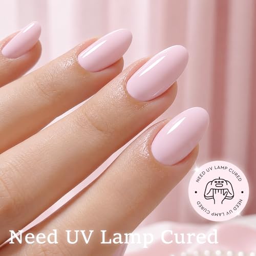 Image of AZUREBEAUTY Baby Pink Gel Nail Polish 18ML, UV /LED Soak Off Gel Polish | Soft Cream Light Pink Salon Nail Gel for Long Lasting High Gloss Manicure, French Nail Art for Women