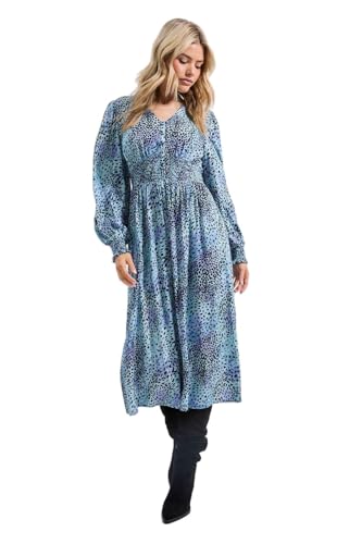 Dorothy Perkins V Neck Button Front Detail Printed Midi Dress, 12, Purple