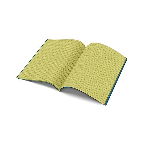 A4-10mm Squared Tinted Exercise Book - Blue Cover - Yellow - Pack of 10