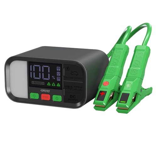 CAROSS T19SC Car Jump Starter, Smart Clamp with Display Detects +/−, 1600A Portable Power Bank Pack, 12V Battery Booster - Detailed View