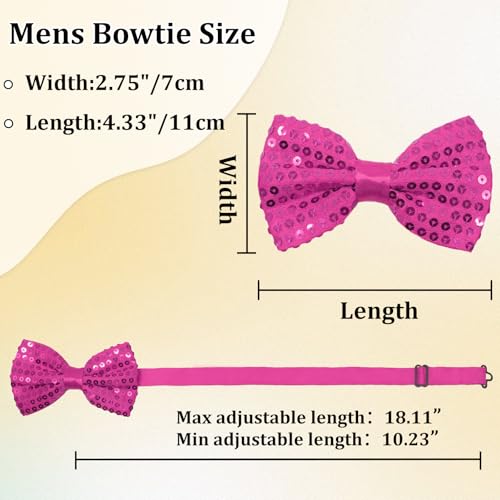 Image of Sequin Bow Ties for Men, Sparkling Mens Bow Tie for Prom Recital | 4.33 inch x 2.75 inch, Pre-tied Men's Bow Tie, Adjustable Strap, Shiny Sequin Surface, Assorted Versatile Hues, for Festival Party
