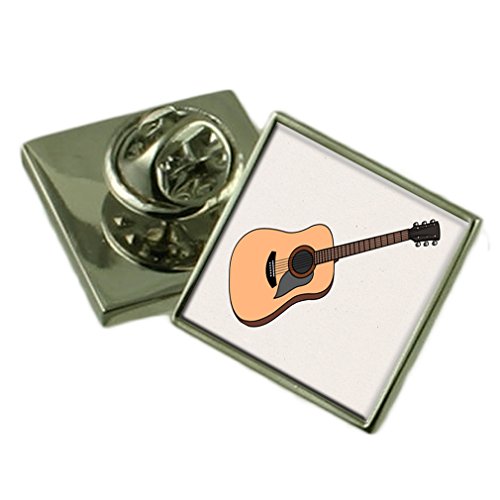 Guitare acoustique épinglette en argent sterling massif pour un style élégant