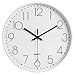 Produktbild LENRUS 12 Zoll Modern Quartz Lautlos Wanduhr mit Arabisch Ziffer Wanduhren Ohne Ticken Wohnaccessoires Deko (Weiß)