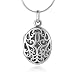 Chuvora 925 Oxidized Sterling Silver Open Filigree Detailed Oval Shaped Locket Pendant Necklace, 18 inches