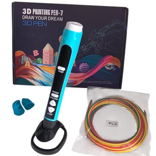 Stylo d'impression 3D + filaments PLA – 3 Couleurs – Notice – Pochoirs - Alimentation câble USB-C Incluse – Stylo 3D Enfant ou Adultes Crayon 3D