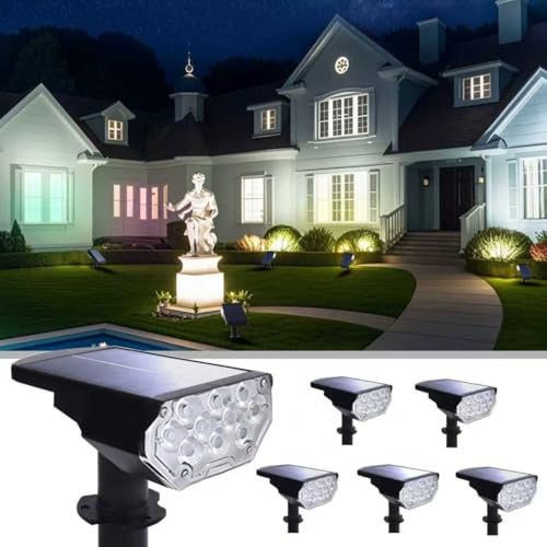 Image of 6 Pack Solar Spot Lights Outdoor Waterproof, 20 LEDs Bright Landscape Spotlights Dusk to Dawn, Cool White Adjustable Uplights for Yard Tree House Garden Wall Pathway, IP65