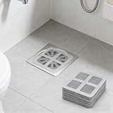 50Pcs One-Time Use Drain Mesh Stickers, Self-Adhesive Floor Drain Cover for Hair Filtering, Waterproof Hair Stopper for Bathroom & Kitchen