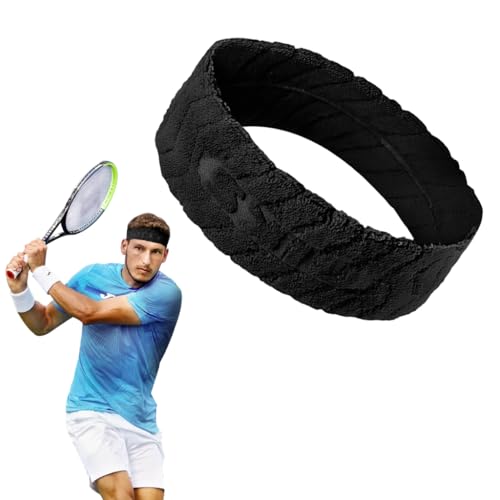Image of Proberos Sport Headband for Men & Women, Premium Cotton Moisture-Wicking Breathable Anti-Slip Hair Band Fashion Sport Soft Stretchy Headband for Running, Jogging, Yoga, Workout, Basketball, Black