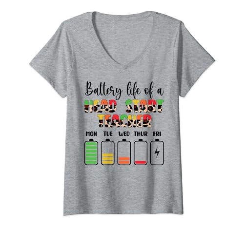 Mujer Head Start Teacher Battery Life Head Start Teachers Camiseta Cuello V