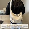 Halbmond Tasche Damen, Baumwollcord Crossbody mit Verstellbarer Schultergurt, Casual Half Moon Bag, Einfarbige Tragbare Moon Bag für Arbeit, Alltag (A) #4