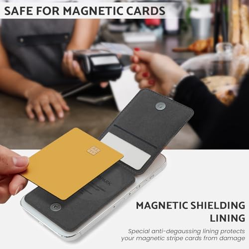 Tarjetero magnetico para iPhone que soluciona el espacio con billetero morado 2