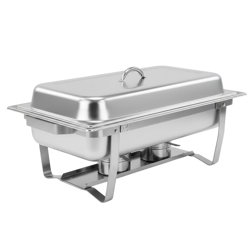 9.5L Chafing Dish Hot Serving Buffet Dishes With Lids Buffet Server Food Warmers For Buffets Banquets Wedding Dinners Party Stainless Steel Chafer Buffet Trays (9.5L - Single Compartment)