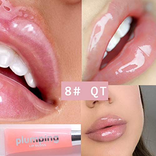 Maepeor Plumping Lipgloss Moisturizing Lip Plumper Shiny Jelly Lip Gloss Natural Liquid Lipstick For Women And Girls (Glitter Glossy, 08#Opalescent Pink) #TOP1