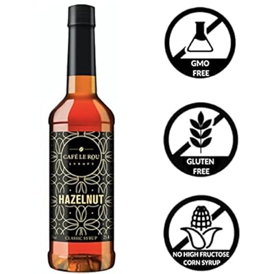 Cafe Le Rou Hazelnut Coffee Syrup 25.4oz Cafe Flavoring Hazelnut,2-pack) *Includes 2 Dispensers*Flavoring for Coffee, Tea and Espresso