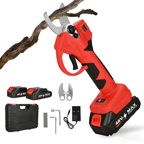 Electric Pruning Shears, 30mm Cordless Secateurs, LCD Screen, Portable Electric Garden Secateurs with 2 PCS Rechargeable 2000mAh Battery, Electric Scissors for Gardens, Farms, Tree Branches