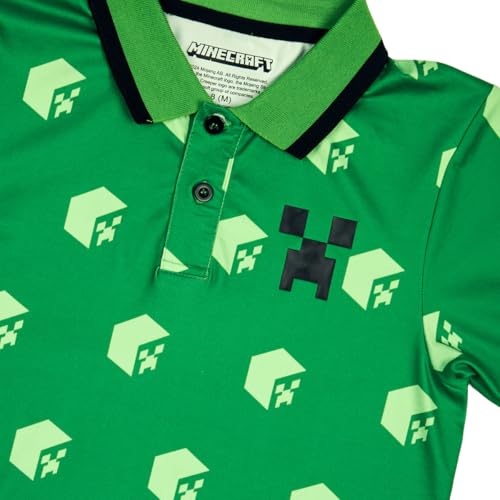 Minecraft Cubes Short Sleeve Boy's Green Polo Shirt 5