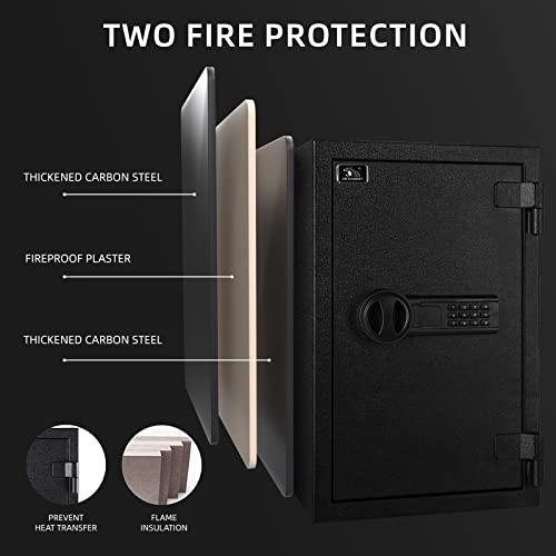 TIGERKING Fireproof Safe Box for Home, 1.8 Cubic Feet Large Steel Safe with Digital Lock for Cash Jewelry Lens Pistol