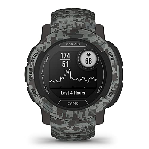 Playbetter Garmin Instinct 2 Camo (Graphite) Rugged Gps Smartwatch - Outdoor Military Watch W/ Multi-Gnss & 24/7 Fitness Tracker - Bundle W Tpu Screen Protectors & Portable Charger - S/M, 40Mm #TOP2