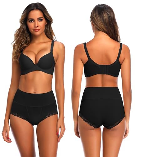 Image of Women's Cotton Underwear,Ladies Soft Stretch Tummy Control Comfy No Muffin Panties Boyshorts
