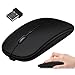 Unicavu Wireless Mouse, Slim Silent Mice with Bluetooth and 2.4 GHz Receiver, Rechargeable Cordless Mouse for Macbook iPad Pro Air Mac Desktop Desktop PC Computer Notebook, Graphite Black