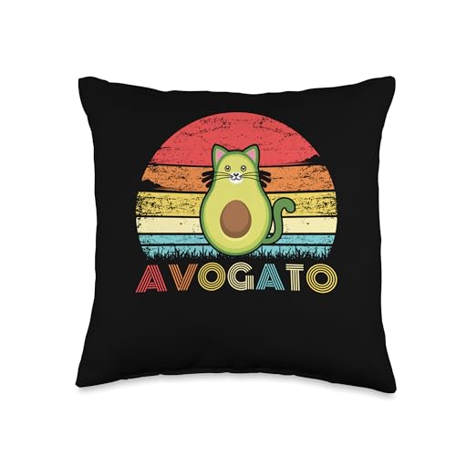 Avagato Cat Design Avogato Avocado Throw Pillow
