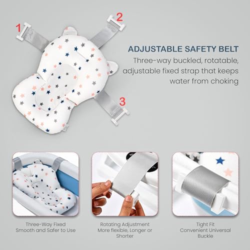 Image of Baybee Jolly Bath Tub for Baby 0 to 5 Years | Foldable Baby Bath Tub for Kids with Anti Skid Base & Drainer | Mini Swimming Pool for Babies | Bather & Bathtub for Newborn Boys Girls (Blue)