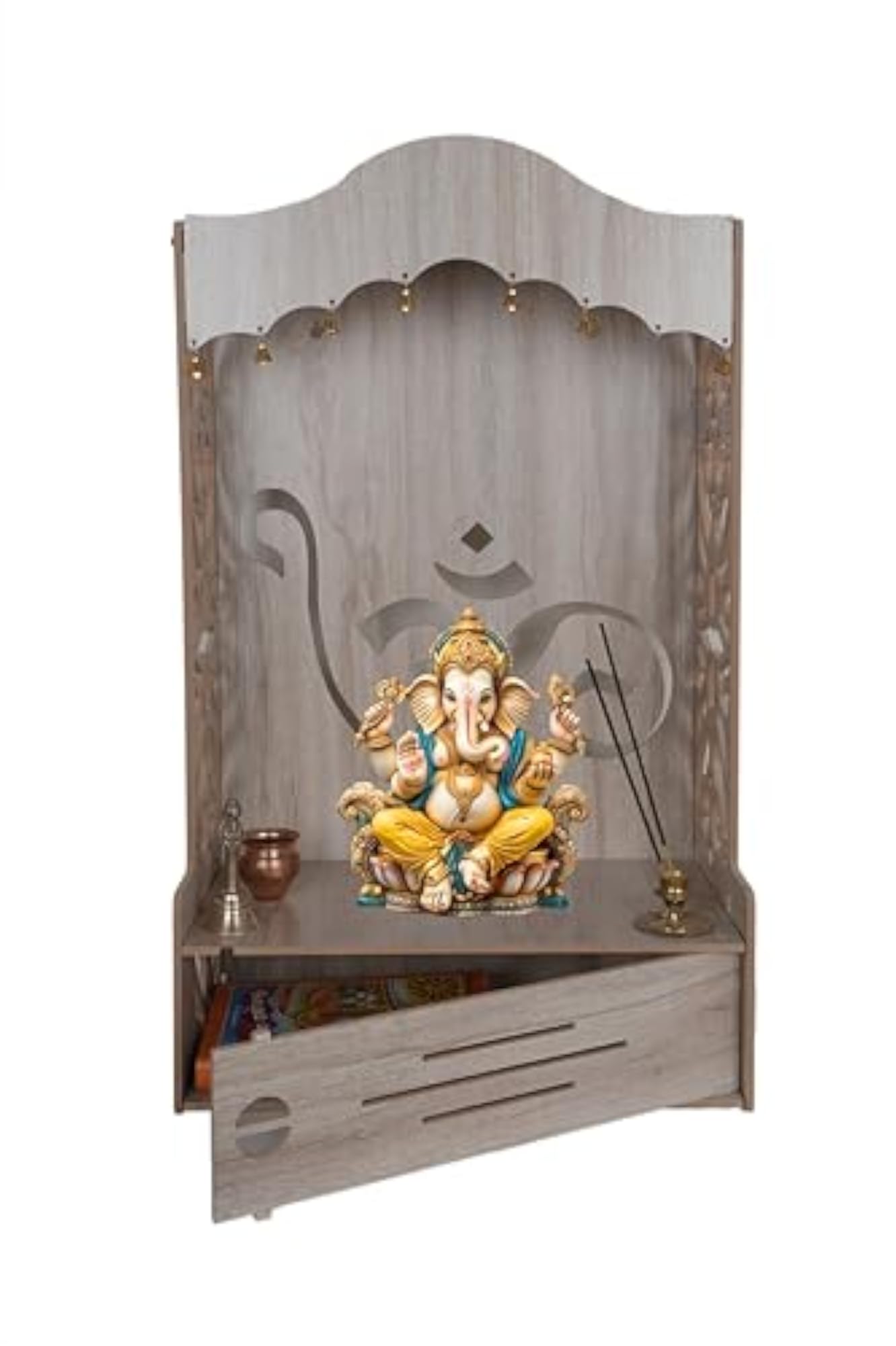 Wooden Temple for Home Wall Mounted with Om Design