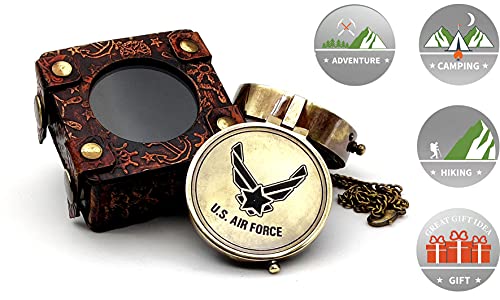 Brújula Militar de Latón Grabada US Air Force con Estuche de Cuero miniatura 2