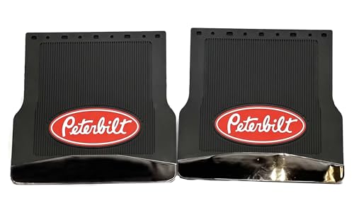Peterbilt Truck 16-18 X 17 x 1/4 Black Taper W/Chrome Mud Flaps MD-P66CF-Set of 2