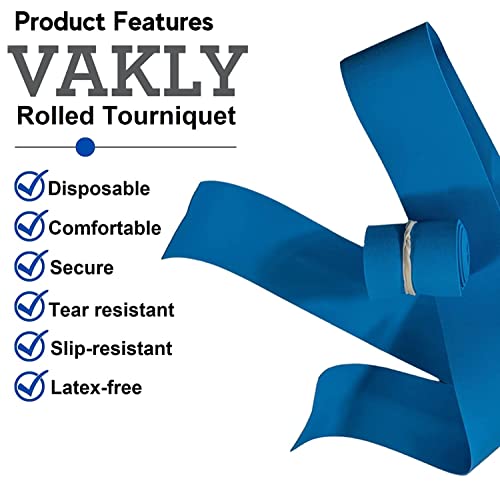 Image of Disposable Tourniquet [Pack of 500] Blue 1 inch x 18 Inch Long Rolled and Banded Single-Use Elastic Latex-Free First Aid Tourniquets (500)