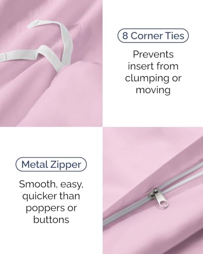 Image of Duvet Cover Twin /Twin XL Size Set - Extra Soft Twin /Twin XL Duvet Cover 68 inch x 90 inch with 1 Pillow Sham for Women, Men, Kids & Teens - Comfy, Easy-Care & Fade Free w / Zipper Closures & Ties (Light Pink)