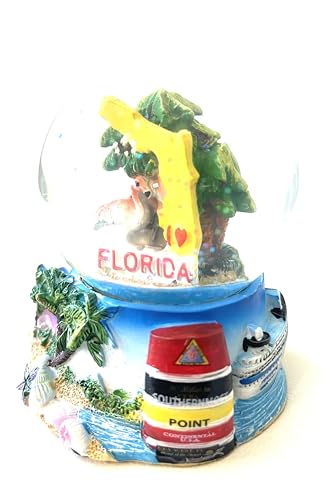 Souvenir Collectible Snow Globe Texas, Chicago, Kentucky, Nashville, St Louis, Florida, Atlanta 3.5 Inches Tall 65 MM Globe Collectors Choice (Florida)