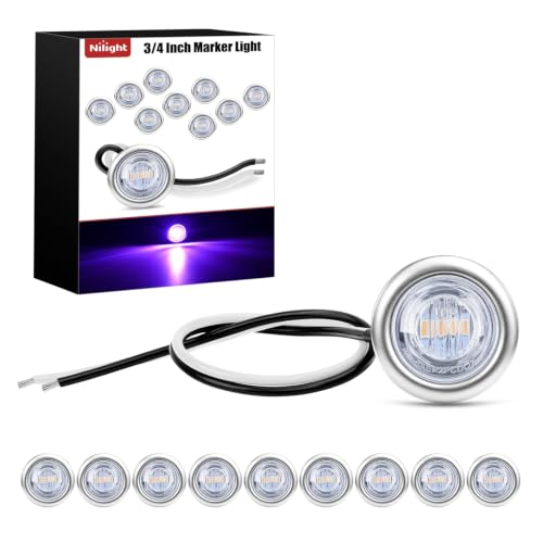 Image of Nilight 3 /4 inch Round Marker Lights 10PCS Purple Side Bullet Clearance Light