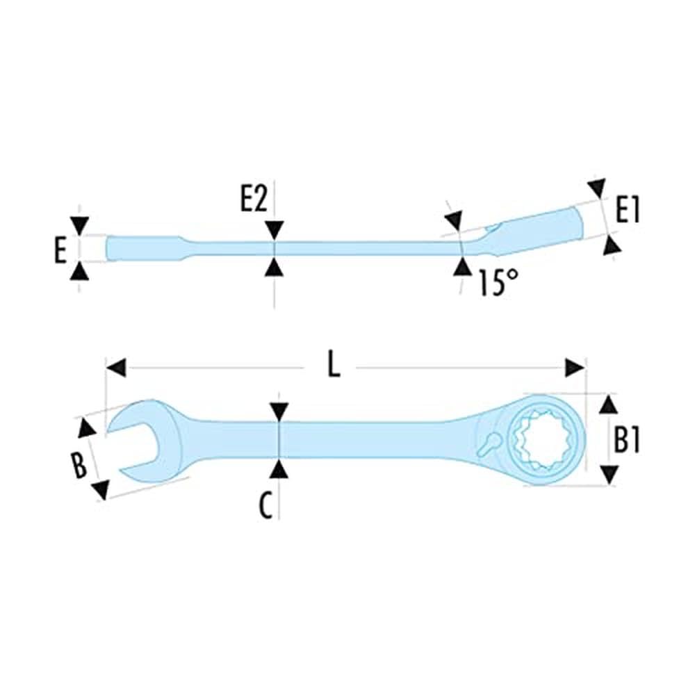 Facom 11mm Combination Ratcheting Spanner, Model 467B.11, Anti Slip, I-Beam Shaft, Chrome Finish, Silver - Image 2