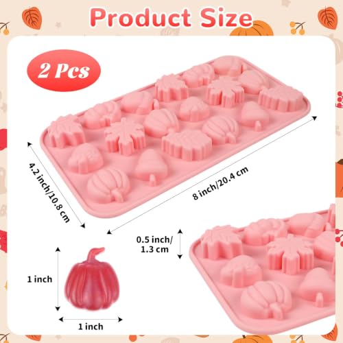 Image of 2 Pcs Thanksgiving Silicone Molds, Thanksgiving Chocolate Molds, Fall Pumpkin Maple Leaf Acorn Mold for DIY Cake, Chocolate, Candy, Jelly, Wax Melt, Ice Cubes