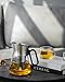 ZENS Design Glass Teapot with Infuser, 23 oz Small Loose Leaf Tea Steeper Pot with Stainless Steel Spout for Hot Tea Steeper, Oval Handle Clear Tea Pot with infusers for Loose Tea Lovers Gifts