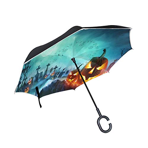 Preisvergleich Produktbild ETGeed Inverted Umbrella Friedhof Moon Jack Lantern Reverse Umbrella