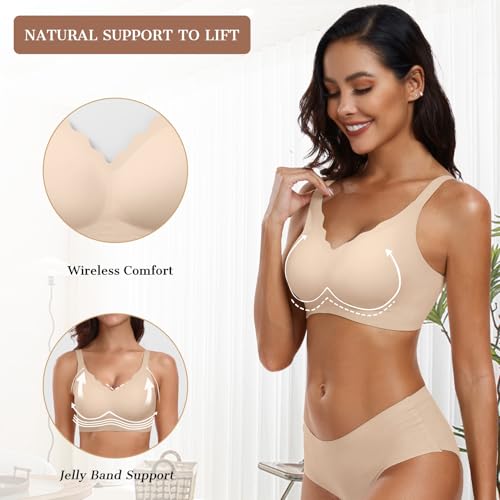 Image of OEAK Womens Wireless Jelly Bras Push Up Bralette Full Coverage No Underwire Bra Comfortable Everyday Seamless Tshirt Bras