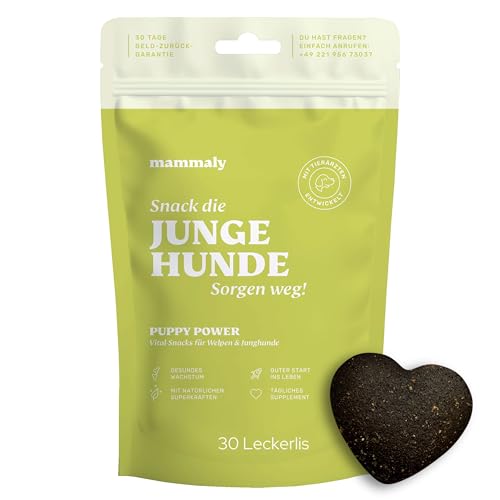 mammaly Puppy Power Welpen Snacks Test-Set (110g) Leckerlis für Junge Hunde - Mit Präbiotika, Grünlippmuschel und Vitamin E - Gesundes Wachstum und Nervenfunktionen - Unterstützt Training