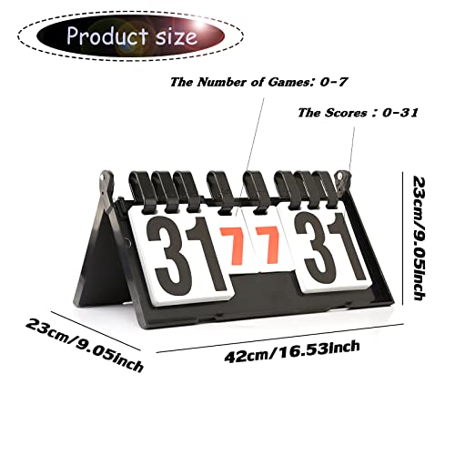 Phantomsky 6-Digital Multi-Function Scoreboard Score Keeper Flip Score Keeper Portable Table Top Flip Scorekeeper For Volleyball Badminton Basketball Football Track And Field Tennis, Black+Red #TOP3