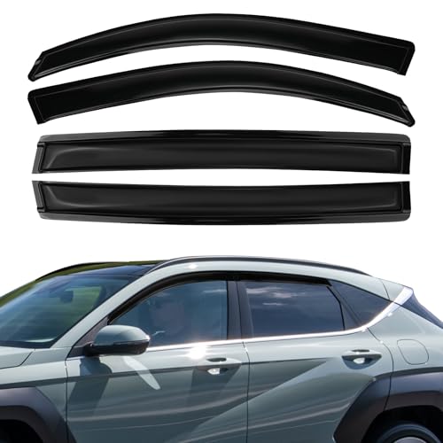 FormiPow Tape-On Window Visors Rain Guards for Hyundai Kona 2024 2025, No-Drills Window Deflectors, Reduce Wind Noise & Weather Protection, 2024 2025 Hyundai Kona Accessories (4 Pcs)