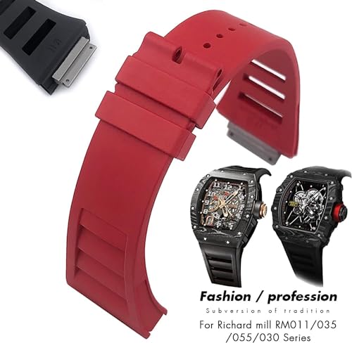 Bracelet montre 19mm rouge avec interface métallique RM035 RM011 - 2