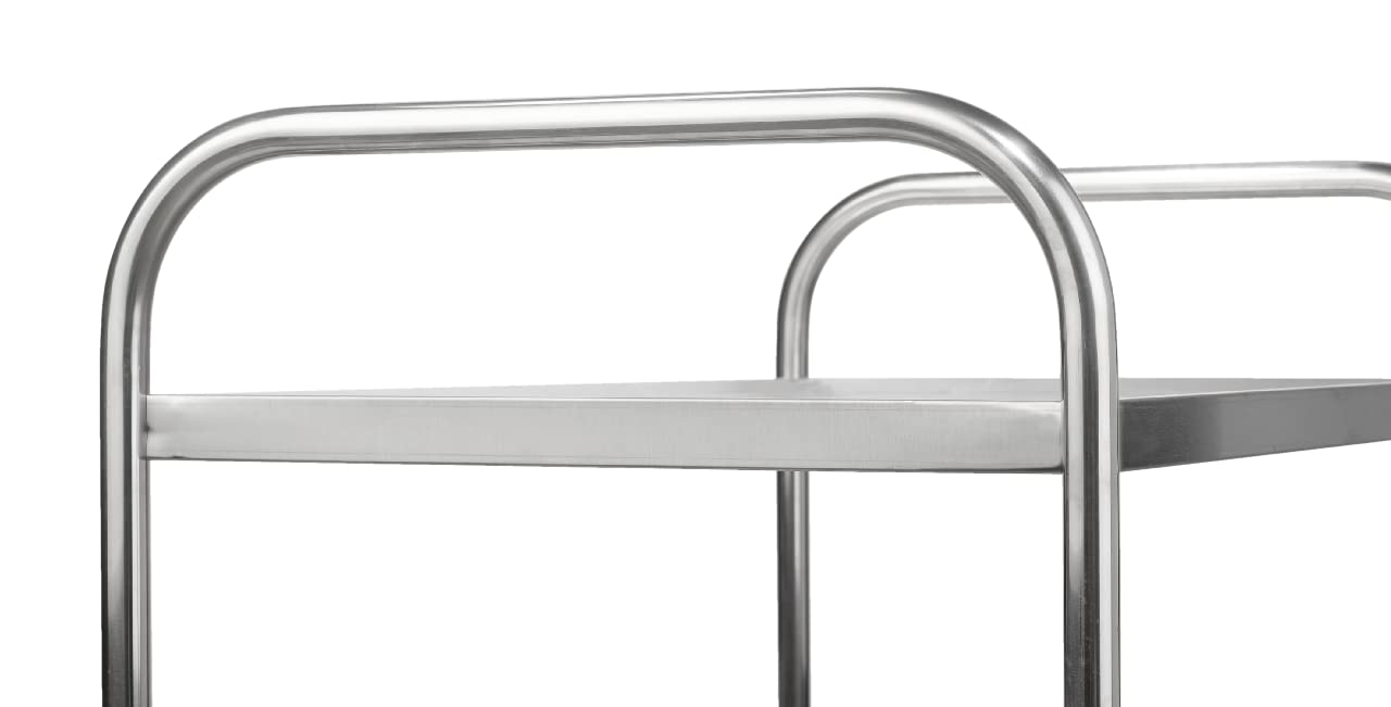 METRO Professional Servierwagen GST 2005, mit 5 Regalböden aus Edelstahl, Küchenwagen mit Rollen (TPR-Lager) und Bremsen für eine Gesamtlast von 150 kg in Silber, für Küche, Restaurant und Hotel