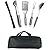 ValdoHome New Stainless Steel BBQ Grill Tools Set - 5 Piece Grilling Tool Accessories Barbecue Kit W/Carry Bag and Silicone BBQ Mat