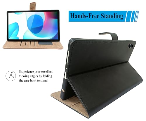Image of FLIP Tablet Cover for REALME PAD MINI | 3 Pockets | Dual Protection Material | Strong Magnet | Ultra Durable (Black)