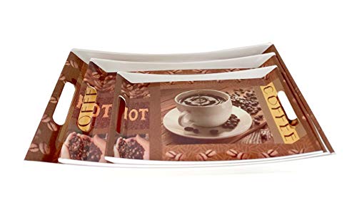 Image of UPC Preimum Melamine Break Resistant Serving Tray Set Flora Shape Modern Designs(Set of 3 - S, M, L)