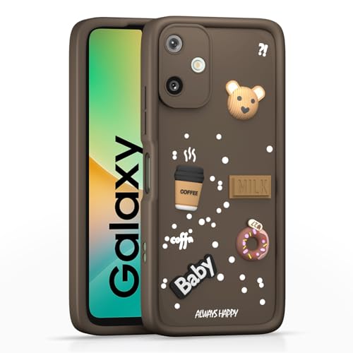 Image of Pikkme Back Cover for Samsung Galaxy F06 5G / M06 5G | Cute Fun Cartoon 3D Bear Silicone Full Body Protection Bumper Cover (Brown)