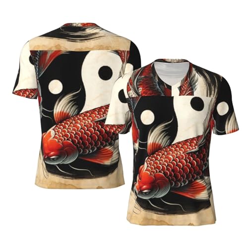 Stylish Athletic Sports Jersey Good-Luck-Koi-Fish-Yin-Yang Men's Rugby Jersey Small Black