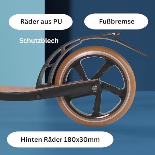BEST SPORTING B Vintage Scooter Kinder & Erwachsene in schwarz I Kinder-Roller mit 230er Rolle I hochwertiger Cityroller I Scooter-Roller f&uuml;r bis zu 100 kg I Tretroller Erwachsene klappbar
