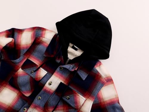 Image of Gary Com Heavy Thick Flannel Plaid Jacket Sherpa Fleece Lined Hoodies for Men Zip Up Winter Warm Coat Zipper Sweatshirt